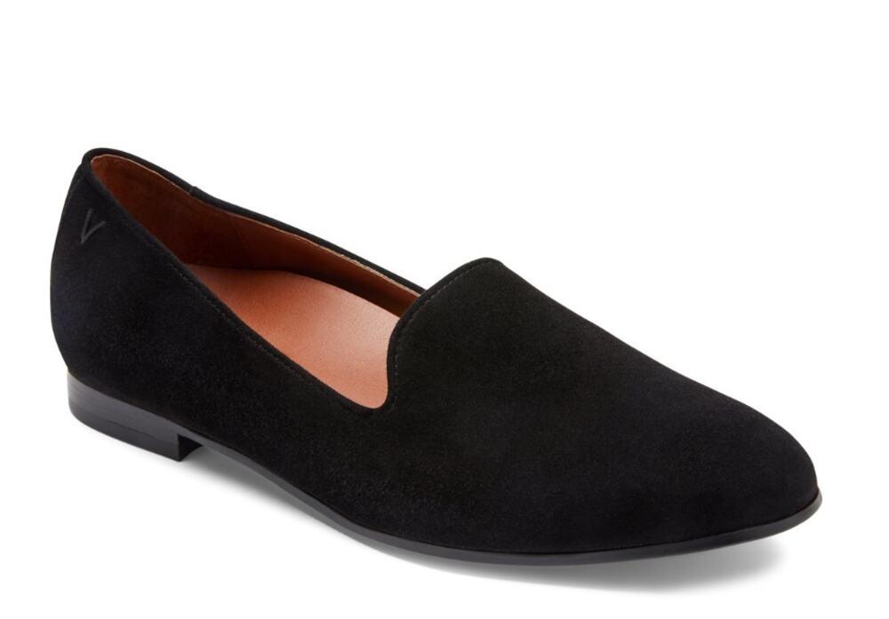 Vionic Women's Willa Flat Loafers Size 11 EU 42 Black Suede Slip On NIB